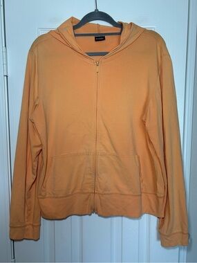 Eileen Fisher Organic Cotton Zip Hoodie Jacket Peach Large